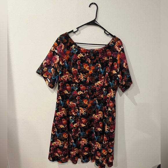 Cottagecore Boho Multicolor Floral Midi Scuba Dress by Gabbye Skye - Size 20 - Picture 2 of 6